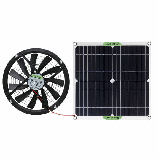 100W Monocrystalline Solar Panel & 10-Inch Solar Powered Ventilator Fan for Pet House & Toilet