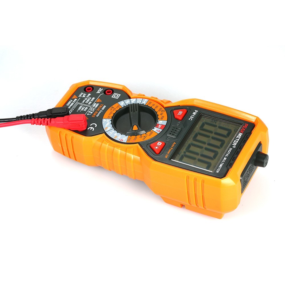 PEAKMETER PM18C True RMS Digital Multimeter - AC/DC Voltage, Current, Resistance, Capacitance, Frequency, Temperature, hFE, NCV, Line Tester