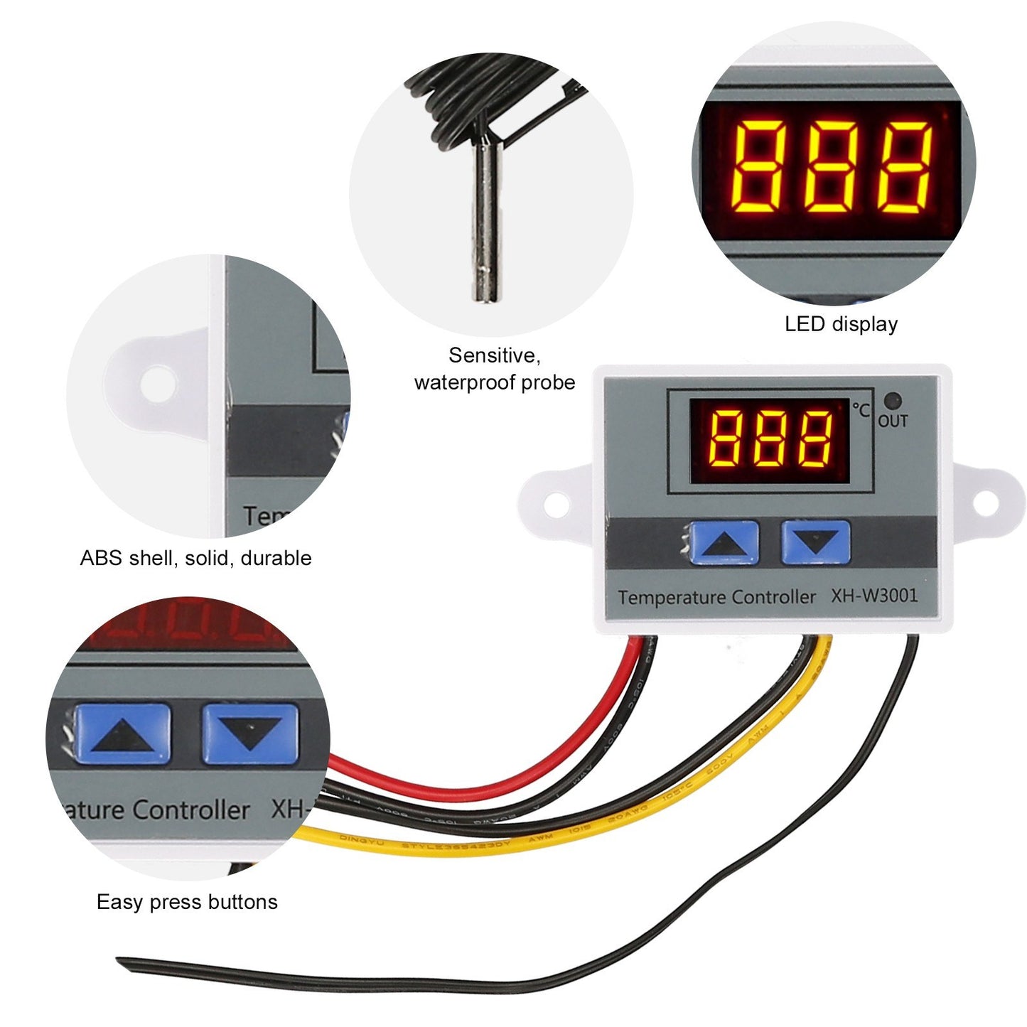 Waterproof NTC Probe LED Thermostat Module -50~110℃, 110~220V 1500W Electronic Temperature Controller for Refrigerator