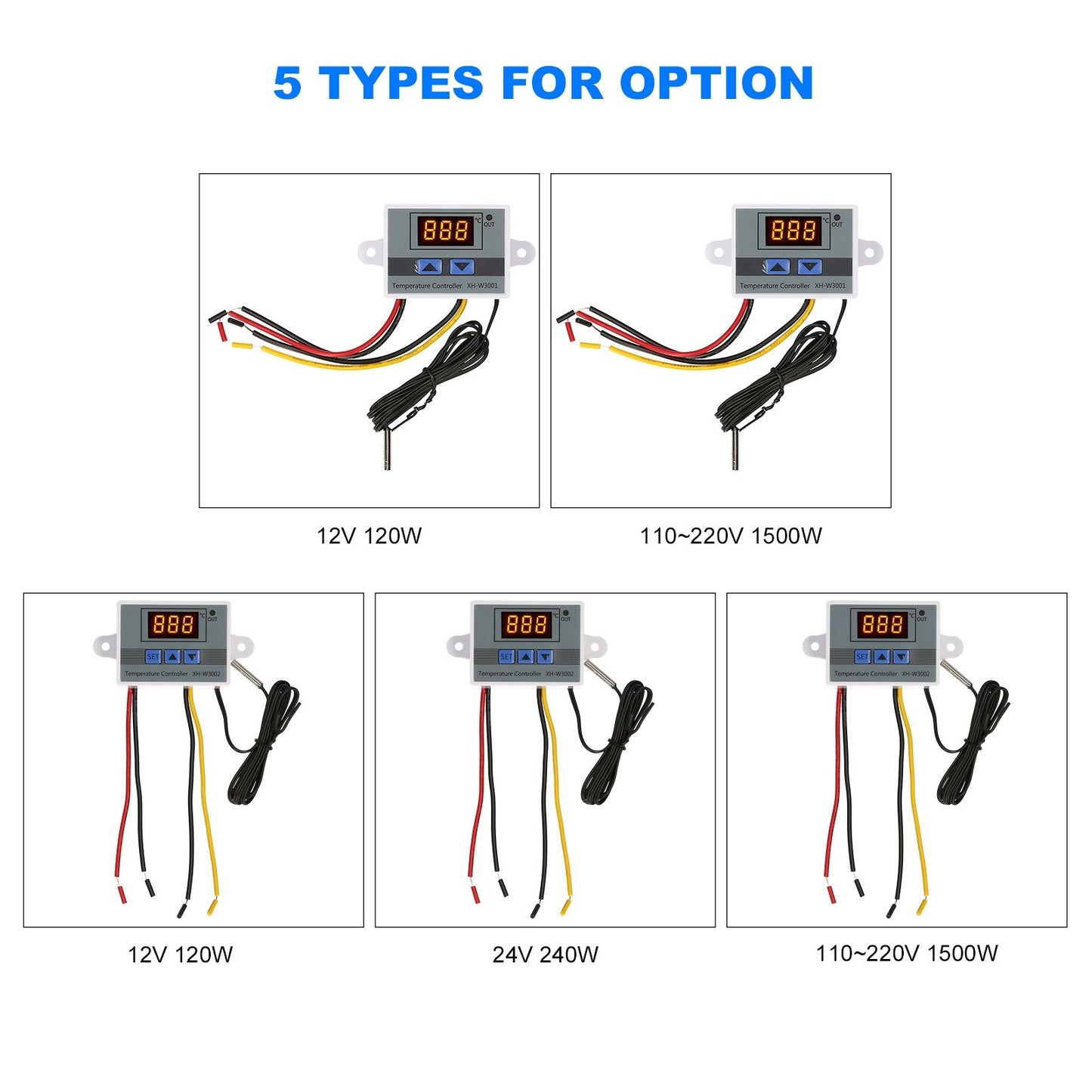 Waterproof NTC Probe LED Thermostat Module -50~110℃, 110~220V 1500W Electronic Temperature Controller for Refrigerator