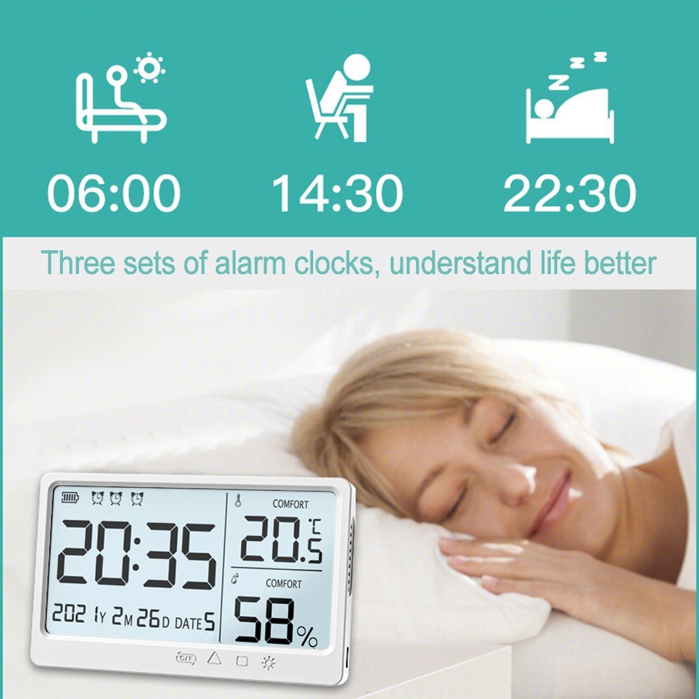 High Precision LCD Temperature & Humidity Meter with Alarm Clock