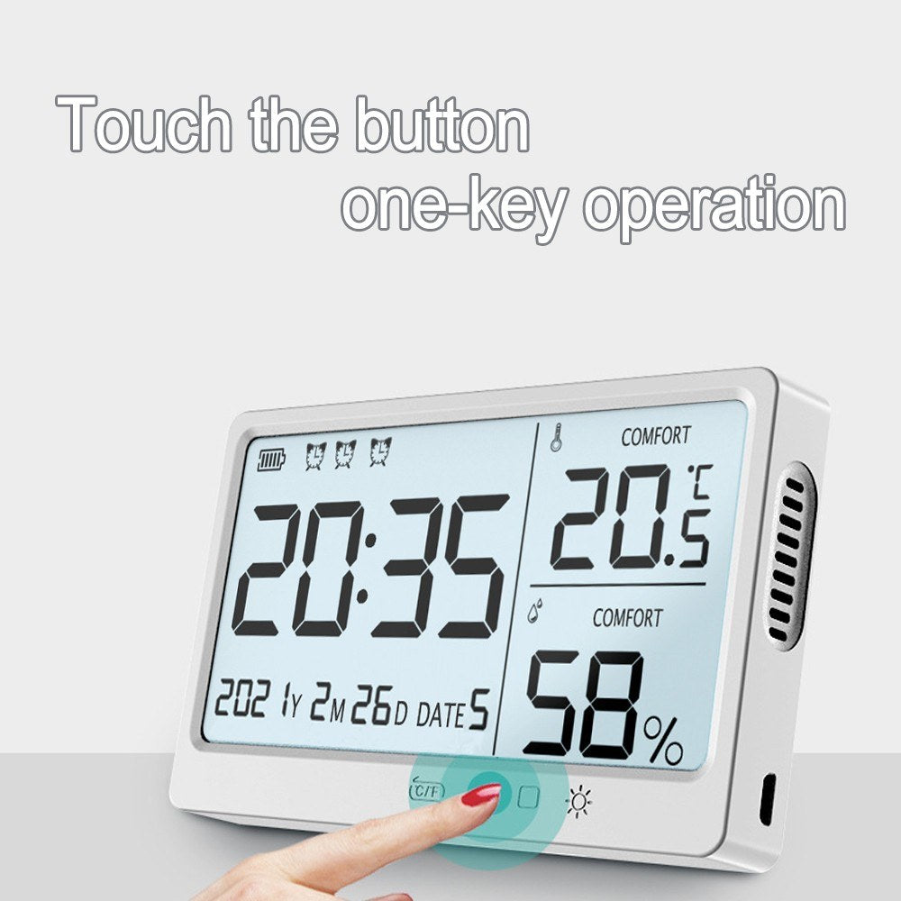High Precision LCD Temperature & Humidity Meter with Alarm Clock