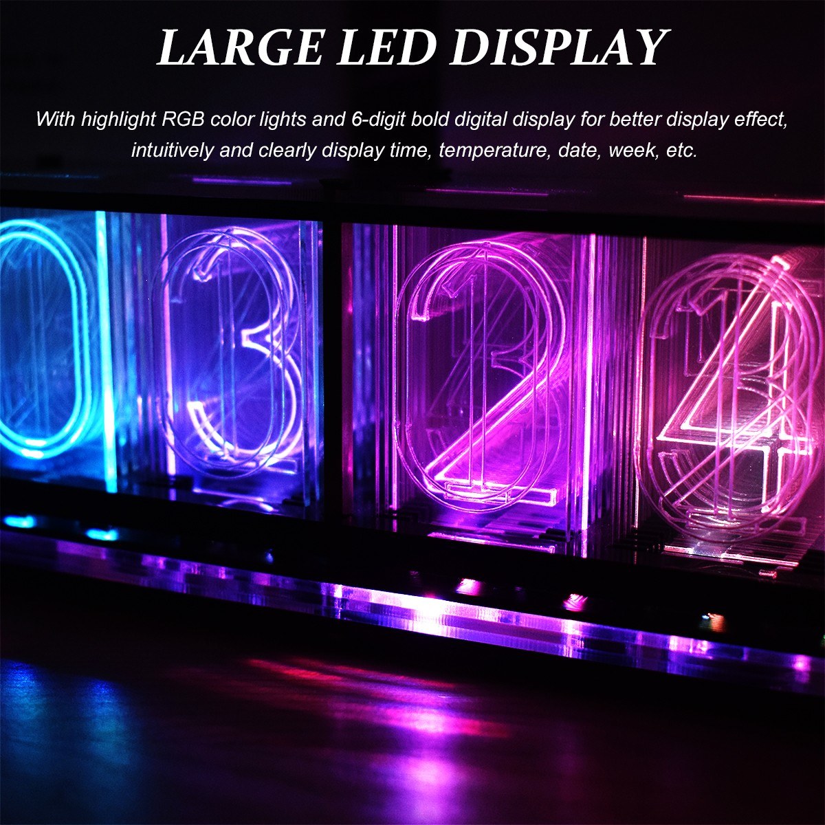 Multifunctional DS3231 DIY LED Alarm Clock Kit with Large 6-Digit Display | Time, Temperature, Date, Week, Alarm, Countdown, Voice & Touch-Operated