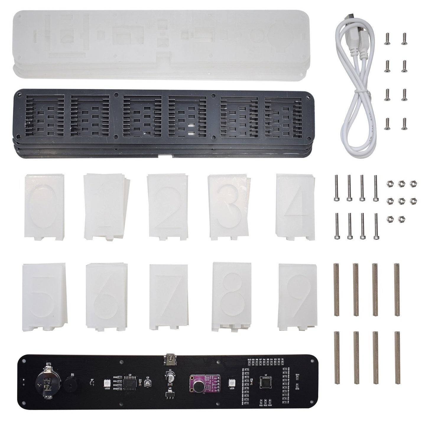 Multifunctional DS3231 DIY LED Alarm Clock Kit with Large 6-Digit Display | Time, Temperature, Date, Week, Alarm, Countdown, Voice & Touch-Operated