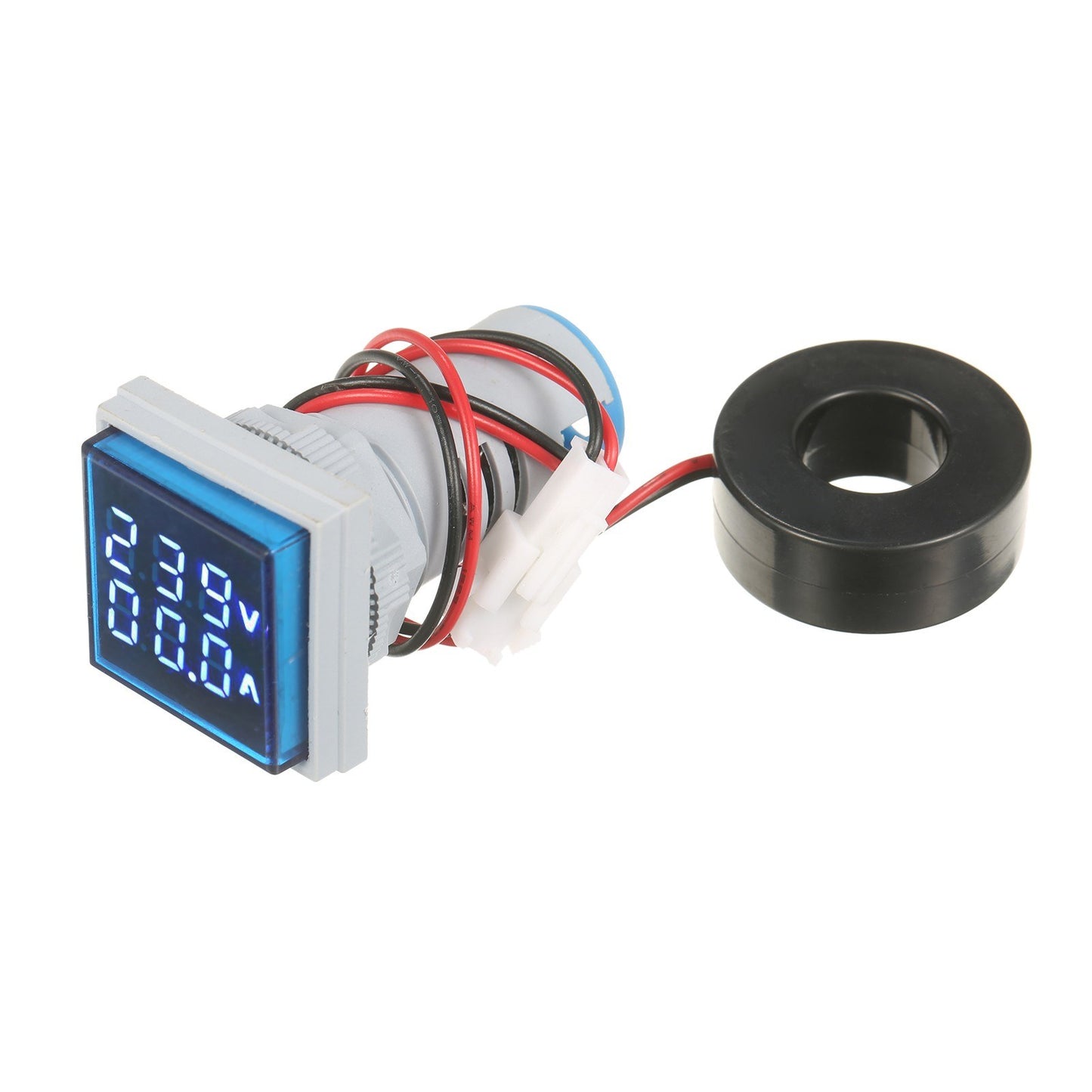 Mini Square AC Panel Meter: Double LED Volt-Ammeter Display, 60-500V Voltage & 0-100A Current Indicator