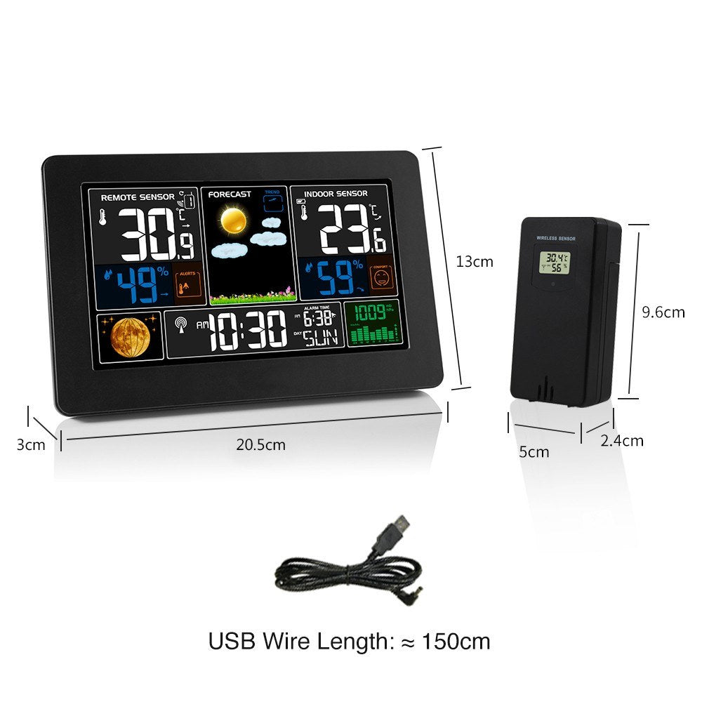 3-in-1 Wall-Mounted Digital Weather Station Clock: Thermometer, Hygrometer, Barometer - 220V