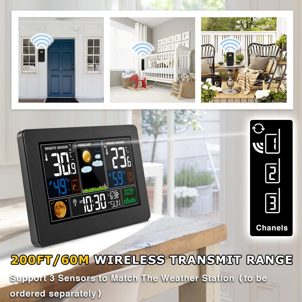 3-in-1 Wall-Mounted Digital Weather Station Clock: Thermometer, Hygrometer, Barometer - 220V