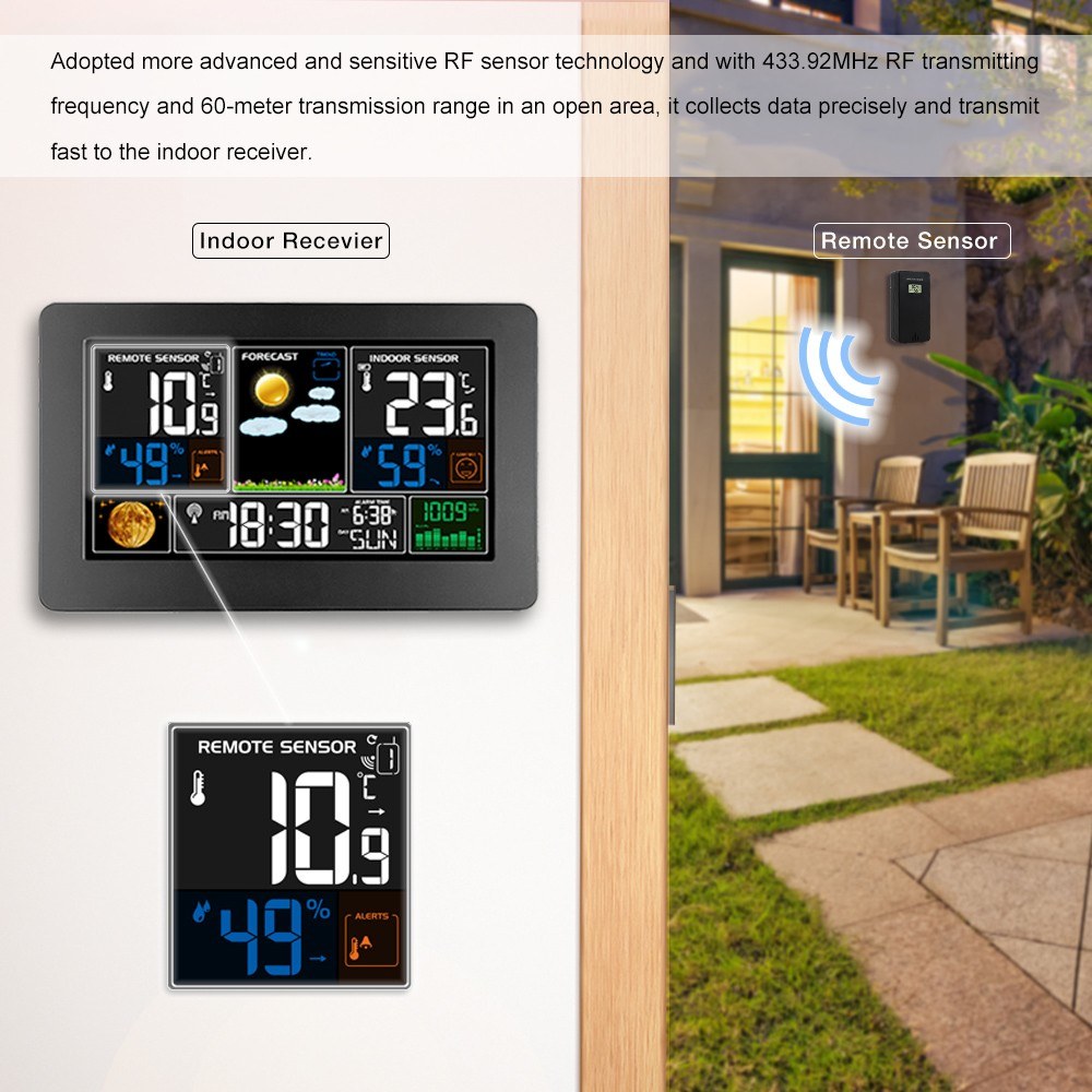3-in-1 Wall-Mounted Digital Weather Station Clock: Thermometer, Hygrometer, Barometer - 220V