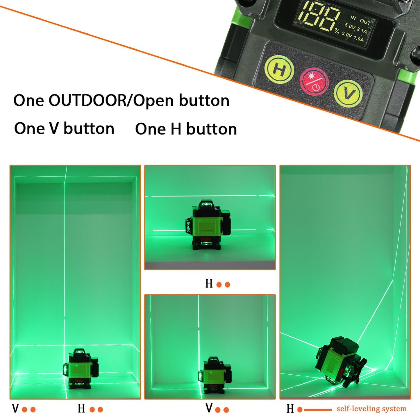 16-Line 4D Laser Level | Self-Leveling Machine with USB Rechargeable Battery and Vertical/Horizontal Lines