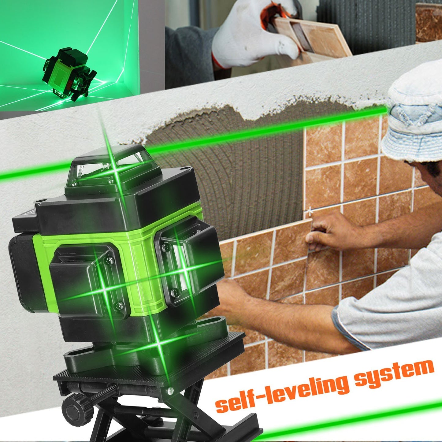 16-Line 4D Laser Level | Self-Leveling Machine with USB Rechargeable Battery and Vertical/Horizontal Lines