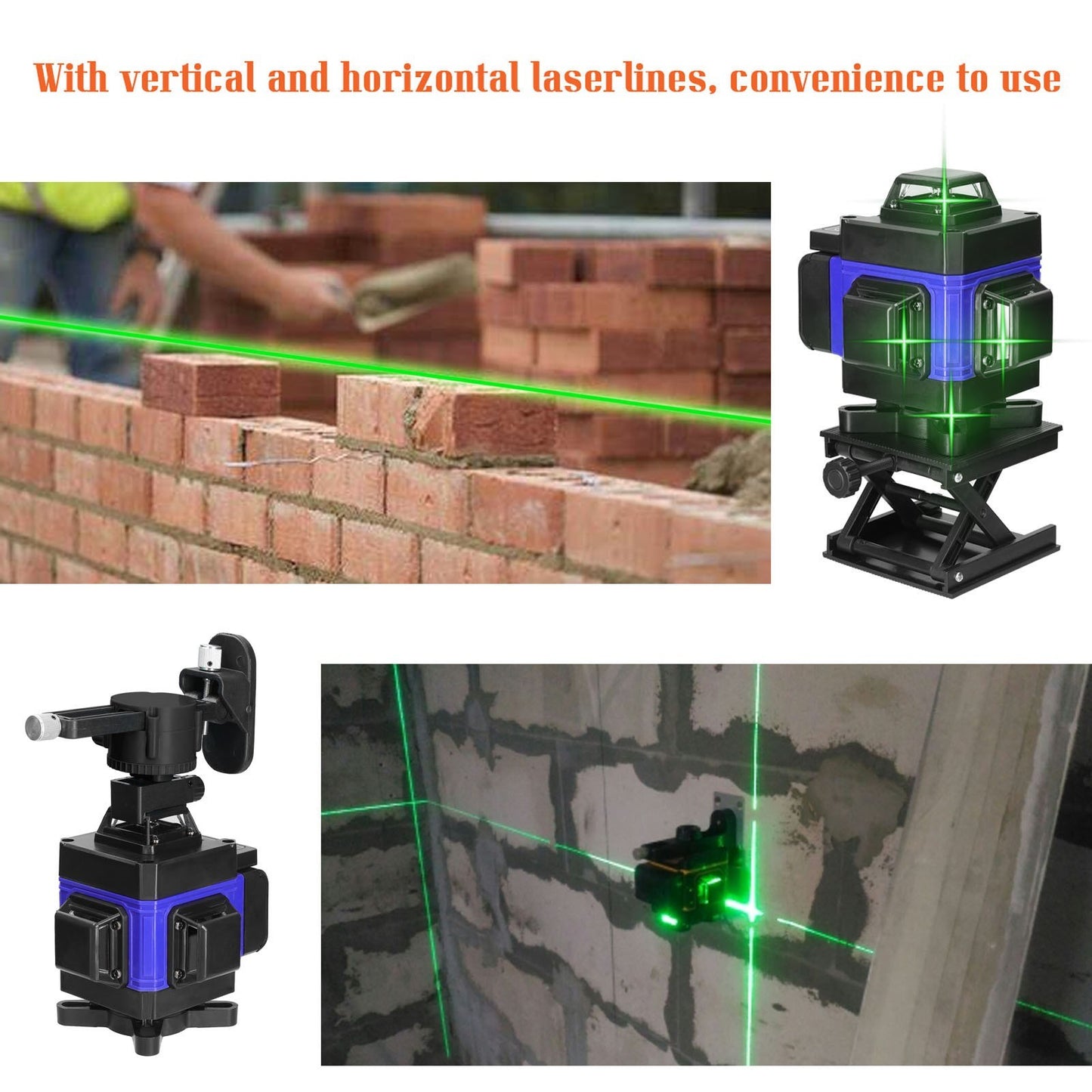 16-Line 4D Laser Level | Self-Leveling Machine with USB Rechargeable Battery and Vertical/Horizontal Lines