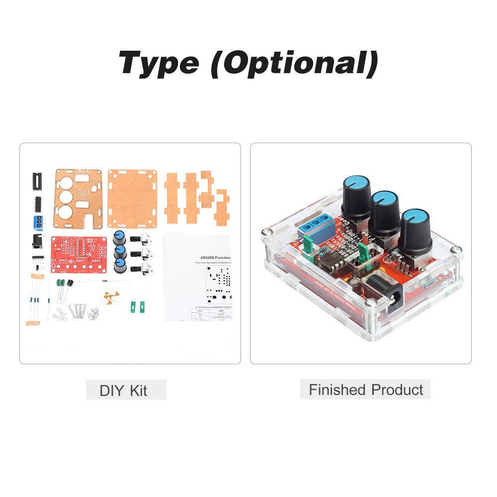 High Precision XR2206 Function Signal Generator - Adjustable Sine/Triangle/Square Output (1Hz-1MHz)