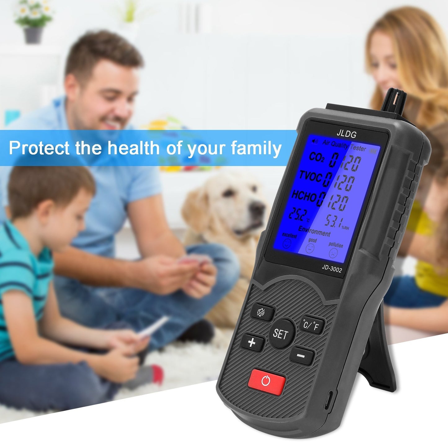 Air Quality Tester: CO2, TVOC, Temperature & Humidity Meter
