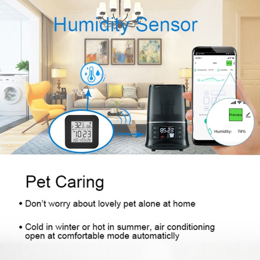 Smart 3-in-1 Infrared Remote with Temperature & Humidity Sensor, USB-C Power, LCD Display