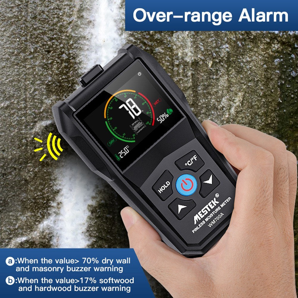 MESTEK Digital Wood Moisture Meter with Inverted Display, Temperature Humidity Detection, Unit Conversion, for Softwood, Hardwood, Drywall, Masonry