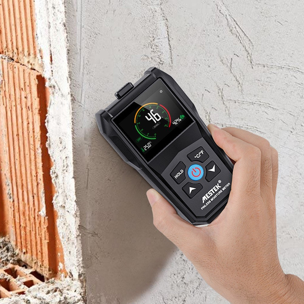 MESTEK Digital Wood Moisture Meter with Inverted Display, Temperature Humidity Detection, Unit Conversion, for Softwood, Hardwood, Drywall, Masonry
