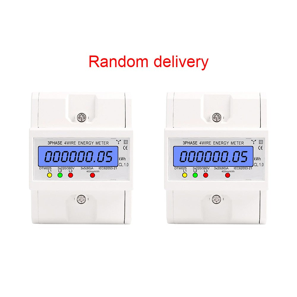 Digital 3 Phase 4 Wire Energy Meter 220/380V 5-80A kWh DIN Rail LCD Display
