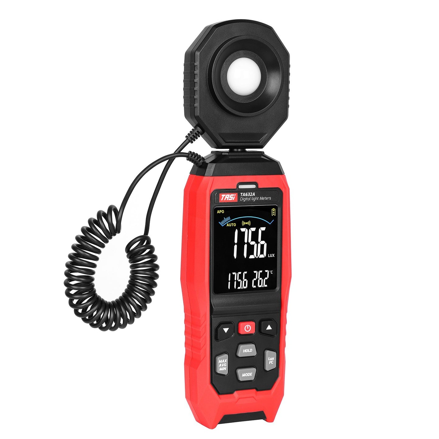 TASI TA632A Handheld Digital Lux Meter, LCD Light Meter 0-200000 Lux Illuminometer Photometer