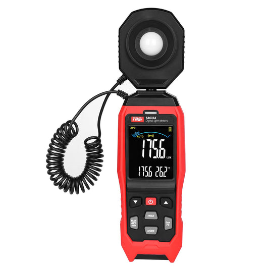 TASI TA632A Handheld Digital Lux Meter, LCD Light Meter 0-200000 Lux Illuminometer Photometer