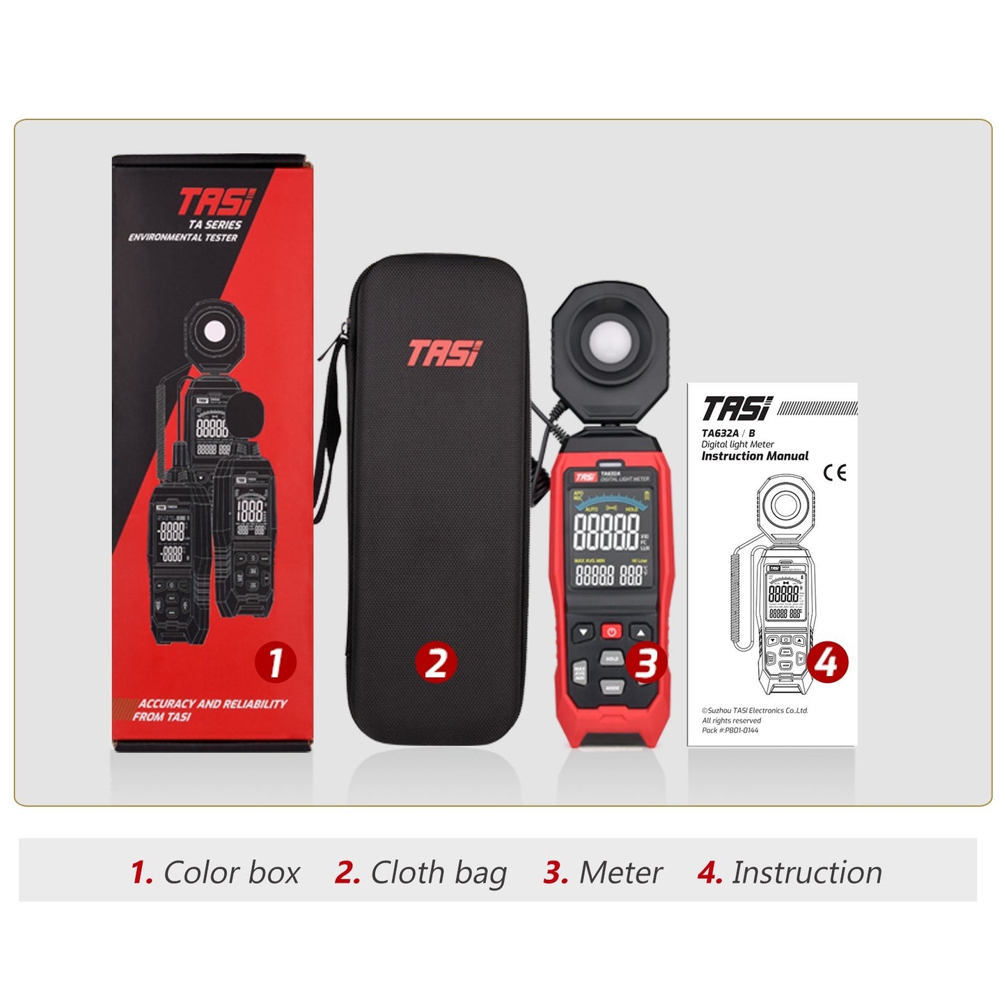 TASI TA632A Handheld Digital Lux Meter, LCD Light Meter 0-200000 Lux Illuminometer Photometer