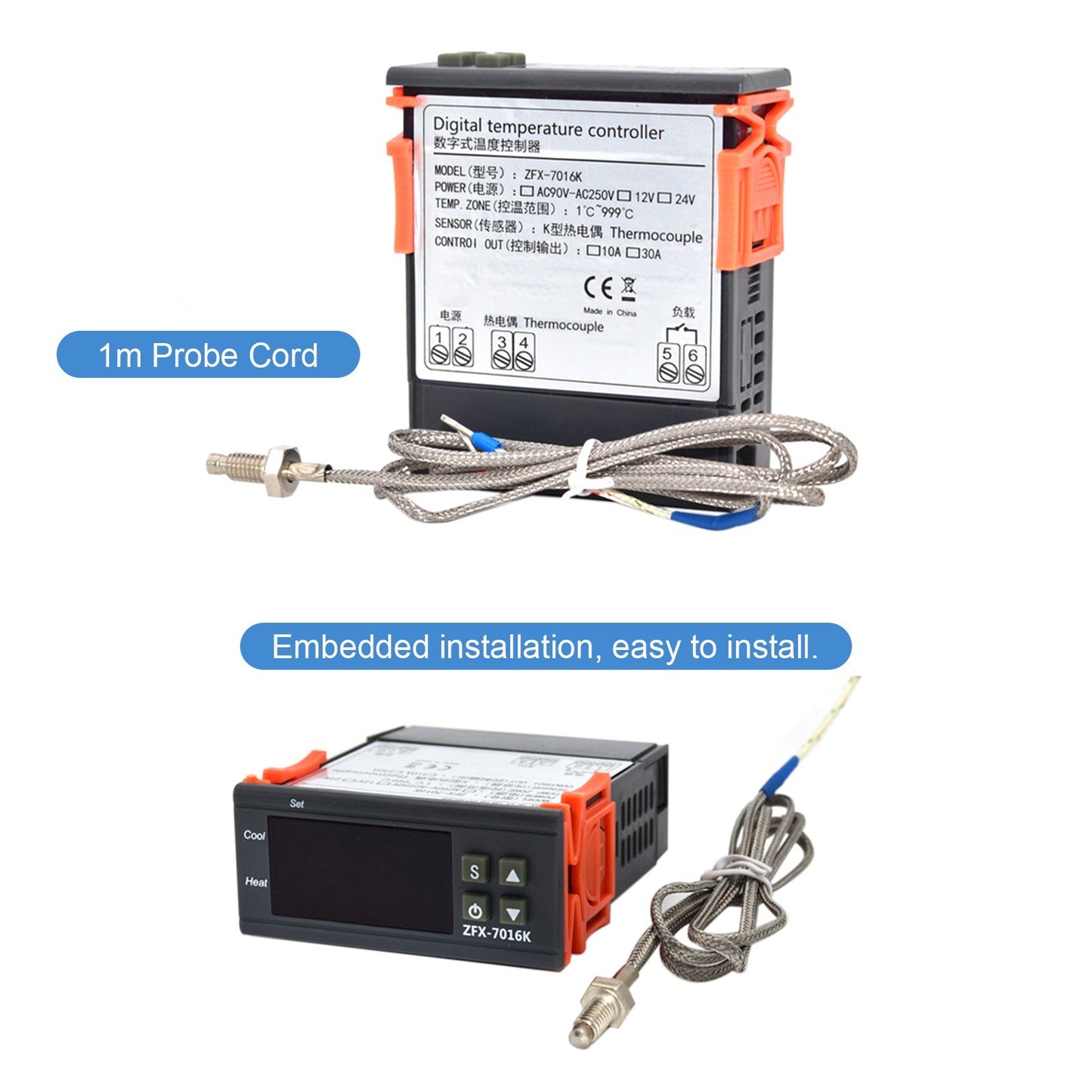 High Accuracy Digital Temperature Controller Thermostat 30A for Freezer Fridge Hatching - Model ZFX-7016K