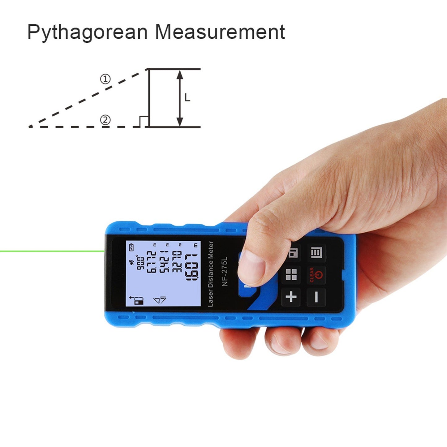 NOYAFA NF-275L Rechargeable Green Laser Distance Meter - 328ft/100m Range Finder for Indoor & Outdoor Measuring: Length, Area, Volume, Level, Vertical, Pythagorean