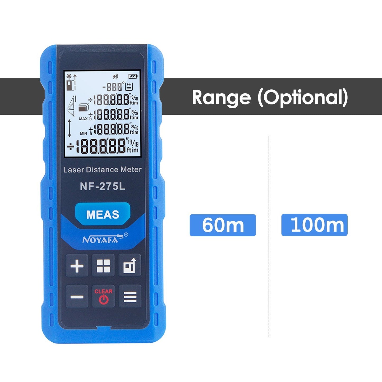 NOYAFA NF-275L Rechargeable Green Laser Distance Meter - 328ft/100m Range Finder for Indoor & Outdoor Measuring: Length, Area, Volume, Level, Vertical, Pythagorean