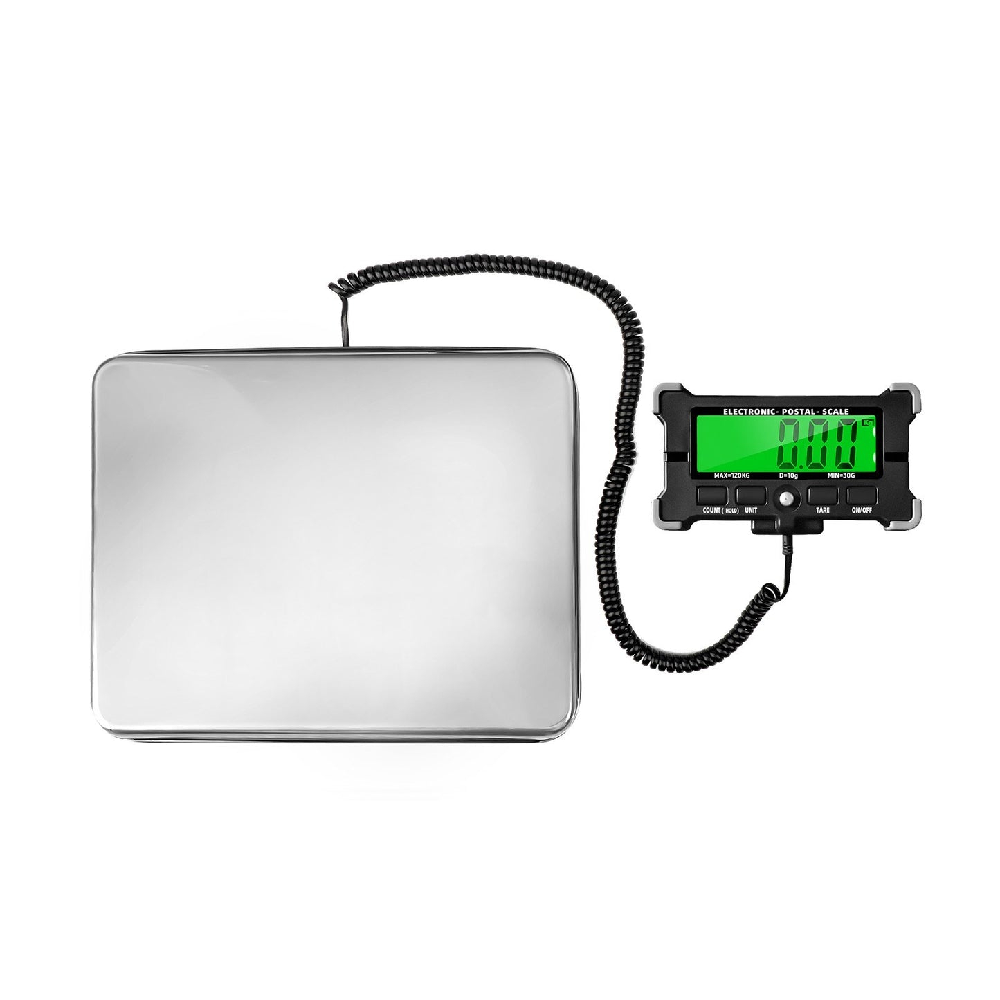 Digital Shipping Postal Scale 440 Lbs, 0.05kg Precision, Stainless Steel, LCD Backlight Display, Auto-Off, Data Hold, Tare, Count Functions