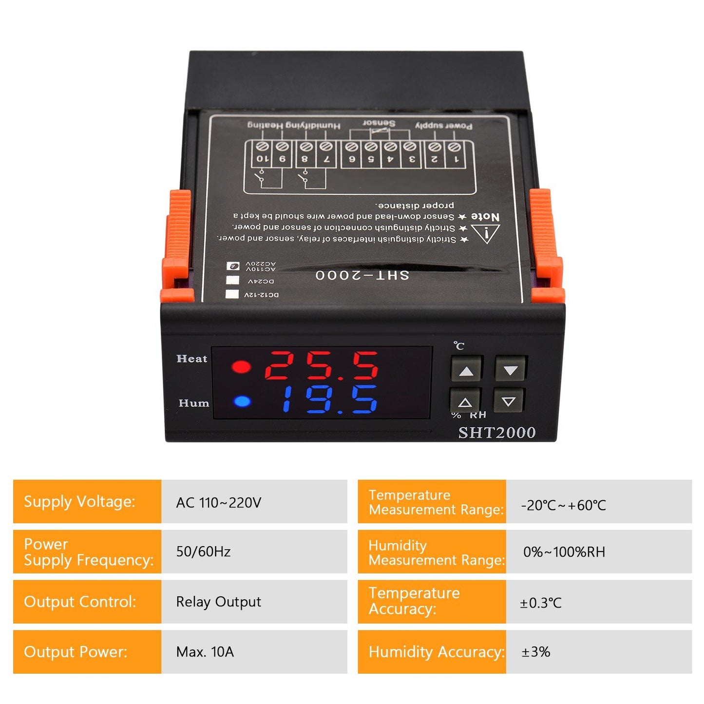 SHT2000 Intelligent Digital Temperature Controller, AC 110-220V Thermostat for Refrigerators