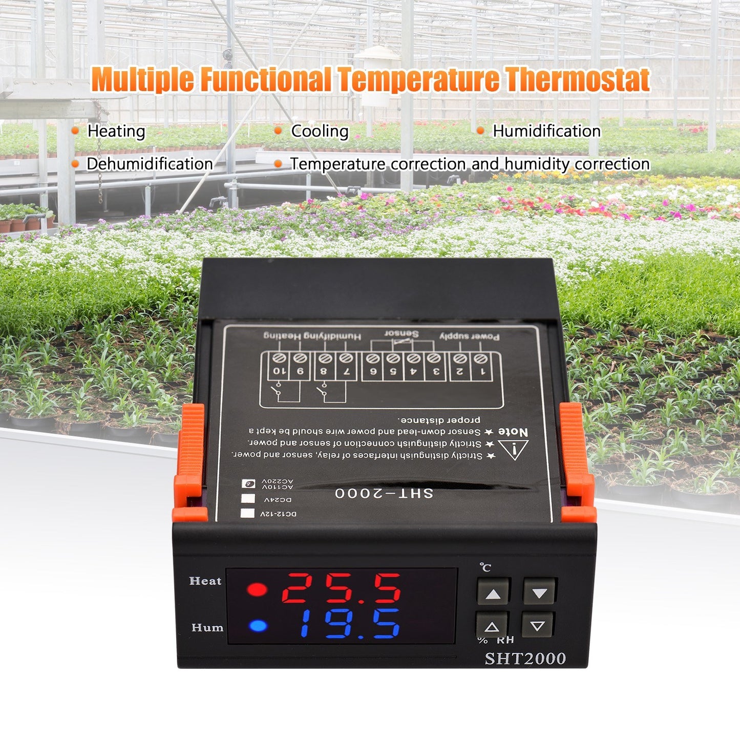 SHT2000 Intelligent Digital Temperature Controller, AC 110-220V Thermostat for Refrigerators