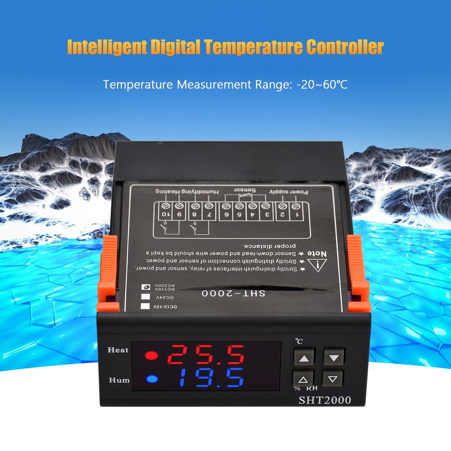 SHT2000 Intelligent Digital Temperature Controller, AC 110-220V Thermostat for Refrigerators