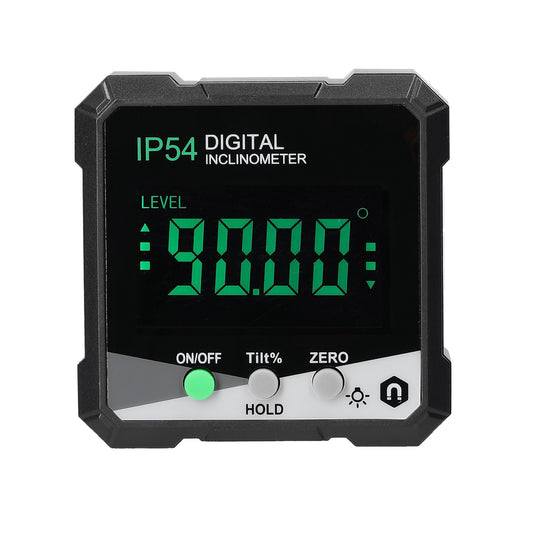 Portable Digital Inclinometer with IP54 Rating - LCD Backlight, 4x90° Digital Protractor, Slope Meter, Magnetic Angle Ruler with Absolute & Relative Measuring and Data Hold