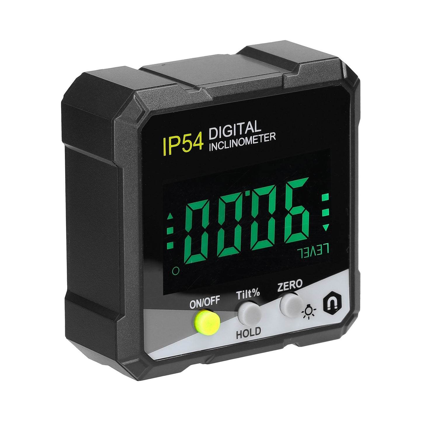 Portable Digital Inclinometer with IP54 Rating - LCD Backlight, 4x90° Digital Protractor, Slope Meter, Magnetic Angle Ruler with Absolute & Relative Measuring and Data Hold