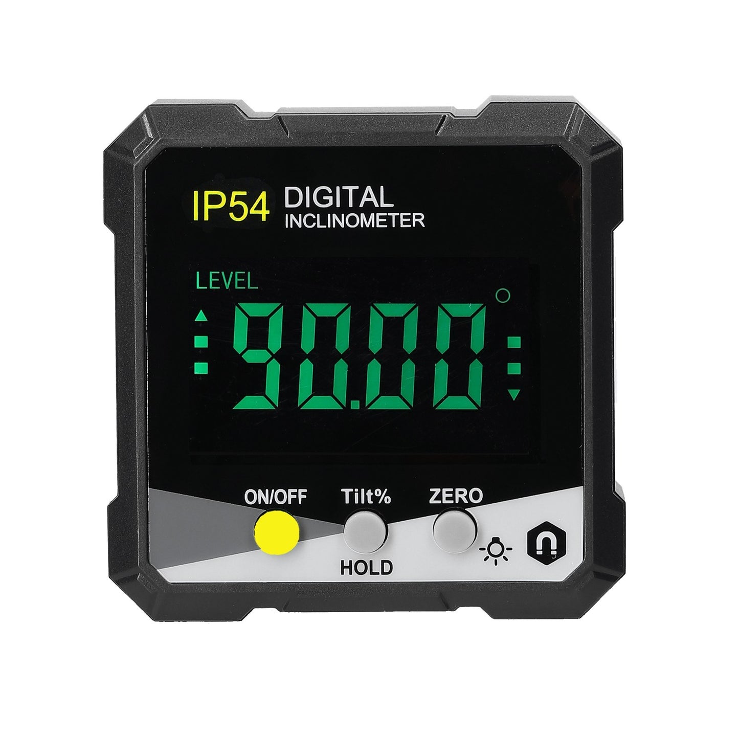 Portable Digital Inclinometer with IP54 Rating - LCD Backlight, 4x90° Digital Protractor, Slope Meter, Magnetic Angle Ruler with Absolute & Relative Measuring and Data Hold