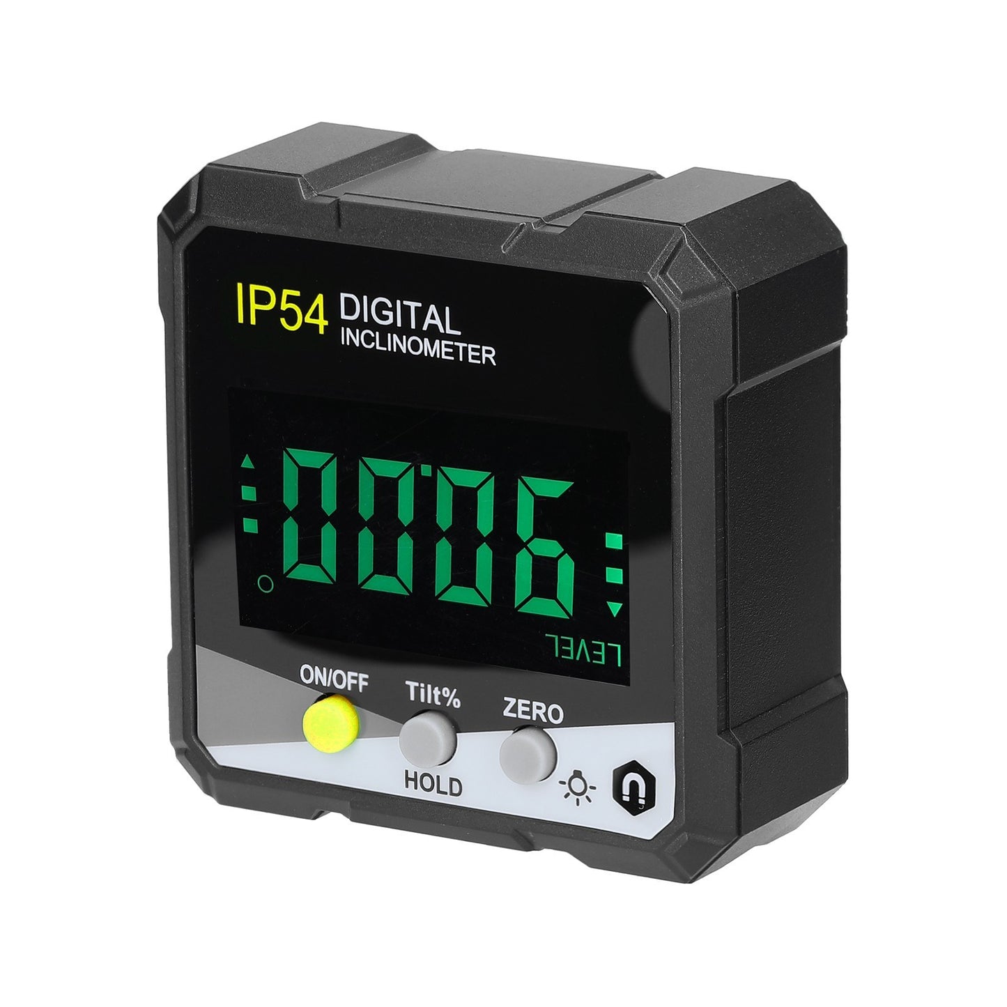 Portable Digital Inclinometer with IP54 Rating - LCD Backlight, 4x90° Digital Protractor, Slope Meter, Magnetic Angle Ruler with Absolute & Relative Measuring and Data Hold
