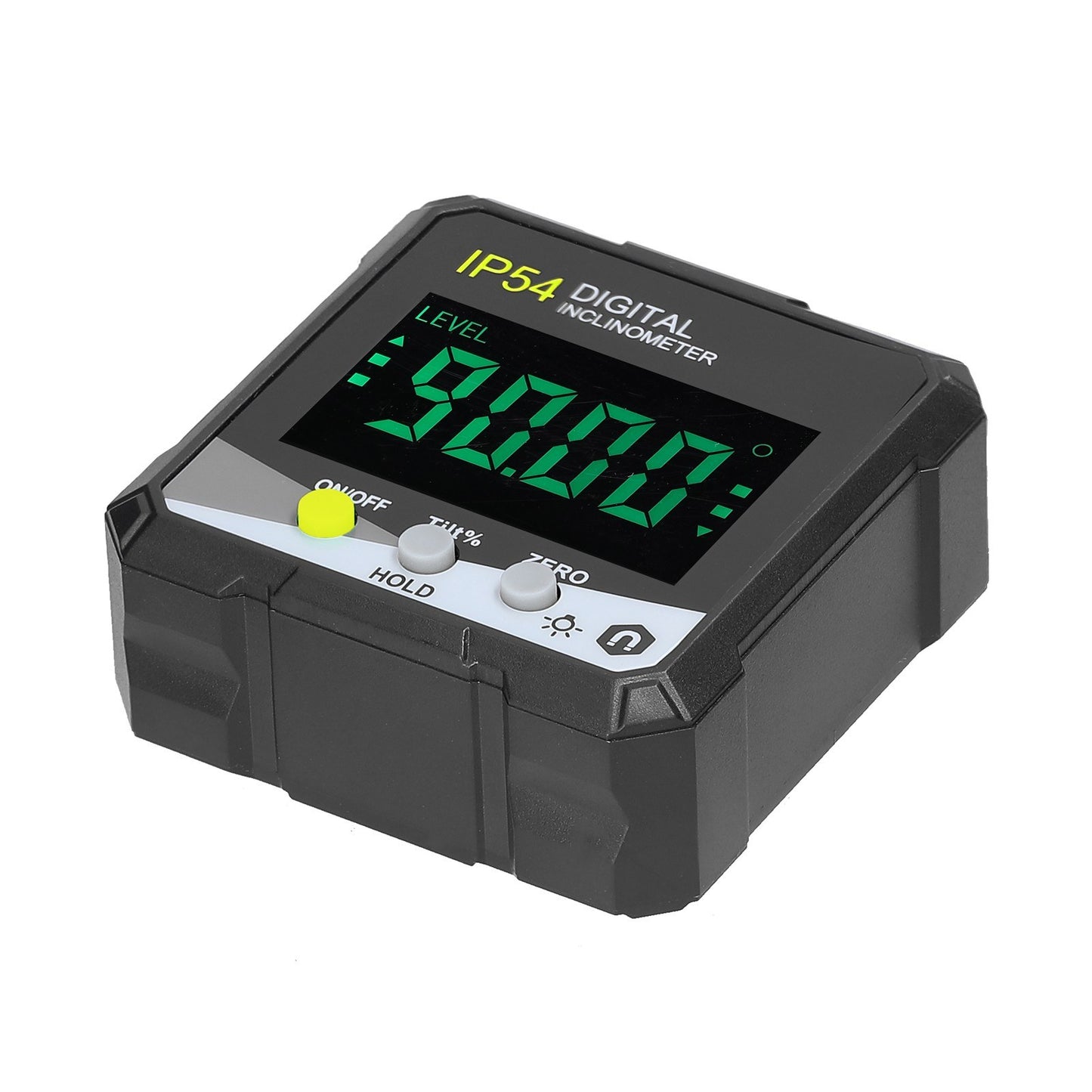 Portable Digital Inclinometer with IP54 Rating - LCD Backlight, 4x90° Digital Protractor, Slope Meter, Magnetic Angle Ruler with Absolute & Relative Measuring and Data Hold
