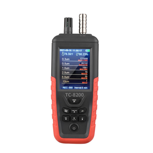 3-Channel Dust Particle Counter & Air Quality Tester: 0.3um/2.5um/10um PM2.5 PM10 Detector with 3.2 TFT Color Screen, Rechargeable, Temp & Humidity Monitor for Home, Office, Industrial Use