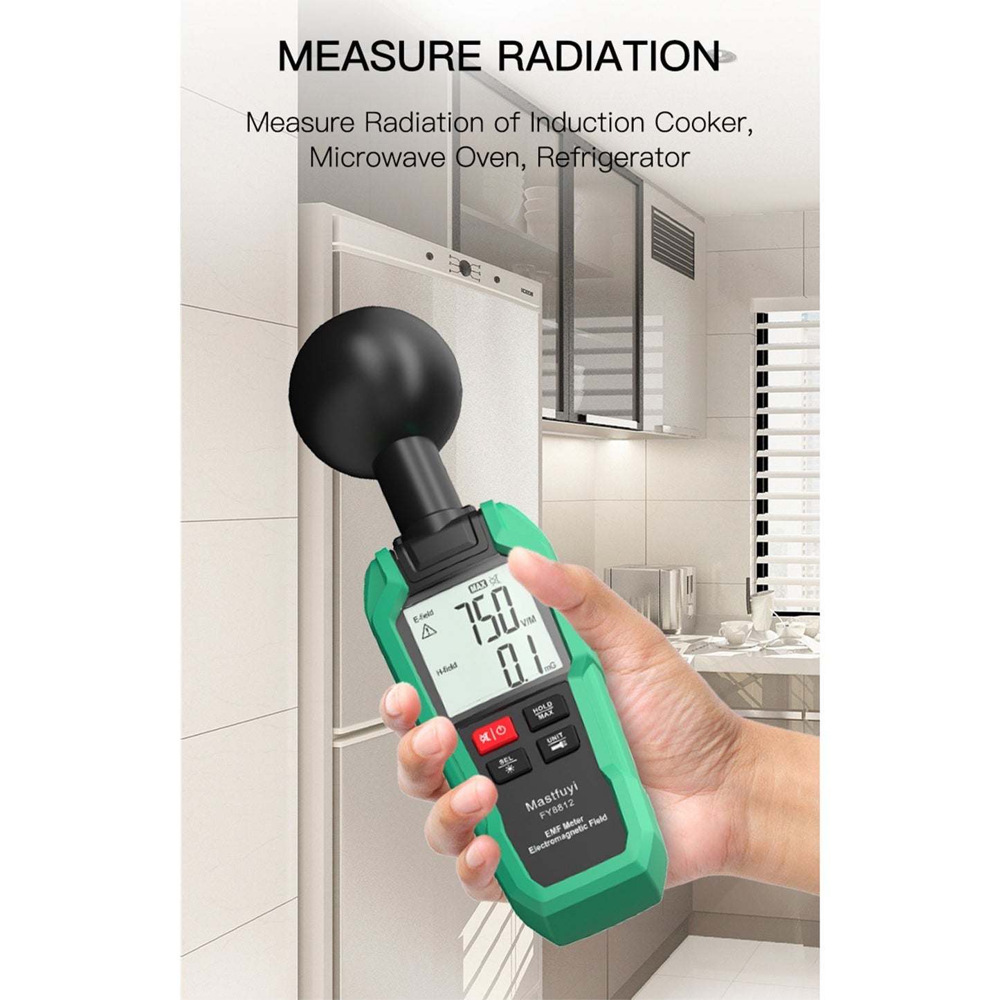 Mastfuyi EMF Meter High Precision Electromagnetic Field Tester with 2-inch LCD, Backlight & Flashlight