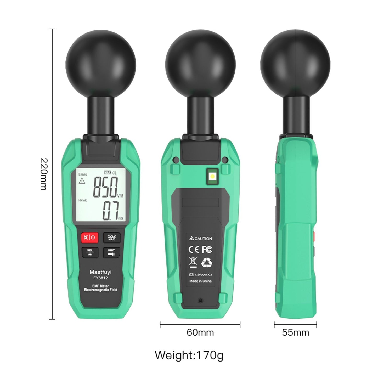 Mastfuyi EMF Meter High Precision Electromagnetic Field Tester with 2-inch LCD, Backlight & Flashlight