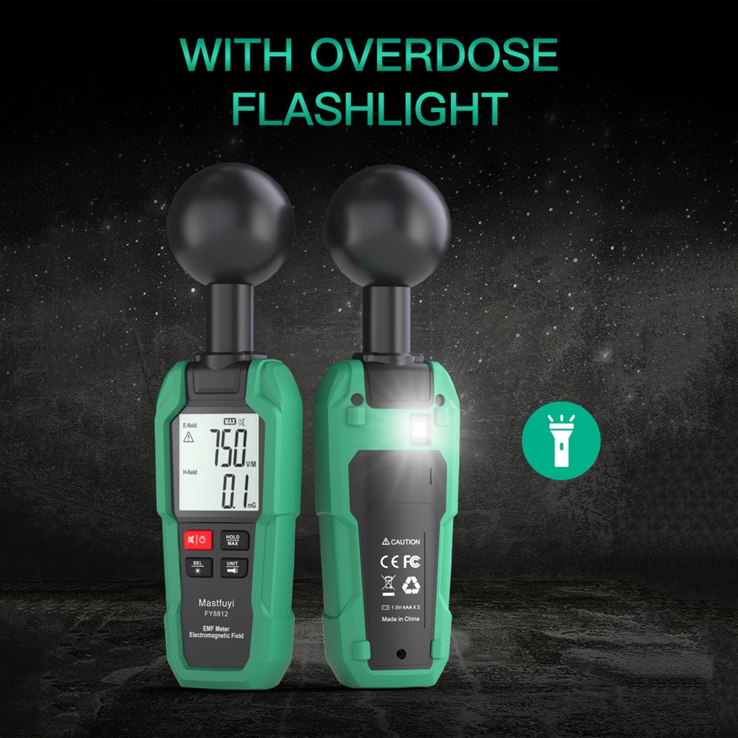 Mastfuyi EMF Meter High Precision Electromagnetic Field Tester with 2-inch LCD, Backlight & Flashlight