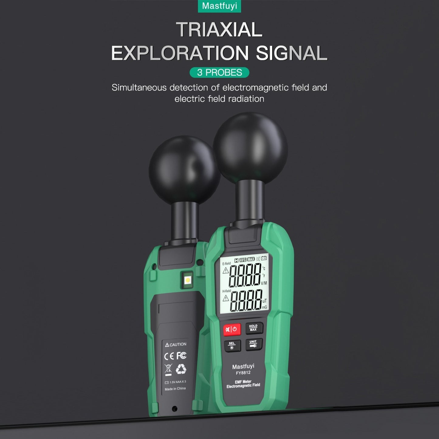 Mastfuyi EMF Meter High Precision Electromagnetic Field Tester with 2-inch LCD, Backlight & Flashlight