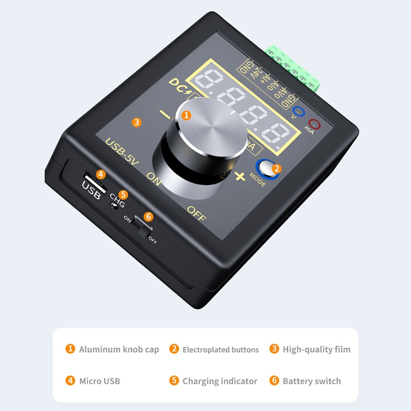 Adjustable Analog Signal Generator 0-12V 0-24mA, Multi-Power Supply, PLC Panel & LED Testing with Data Storage