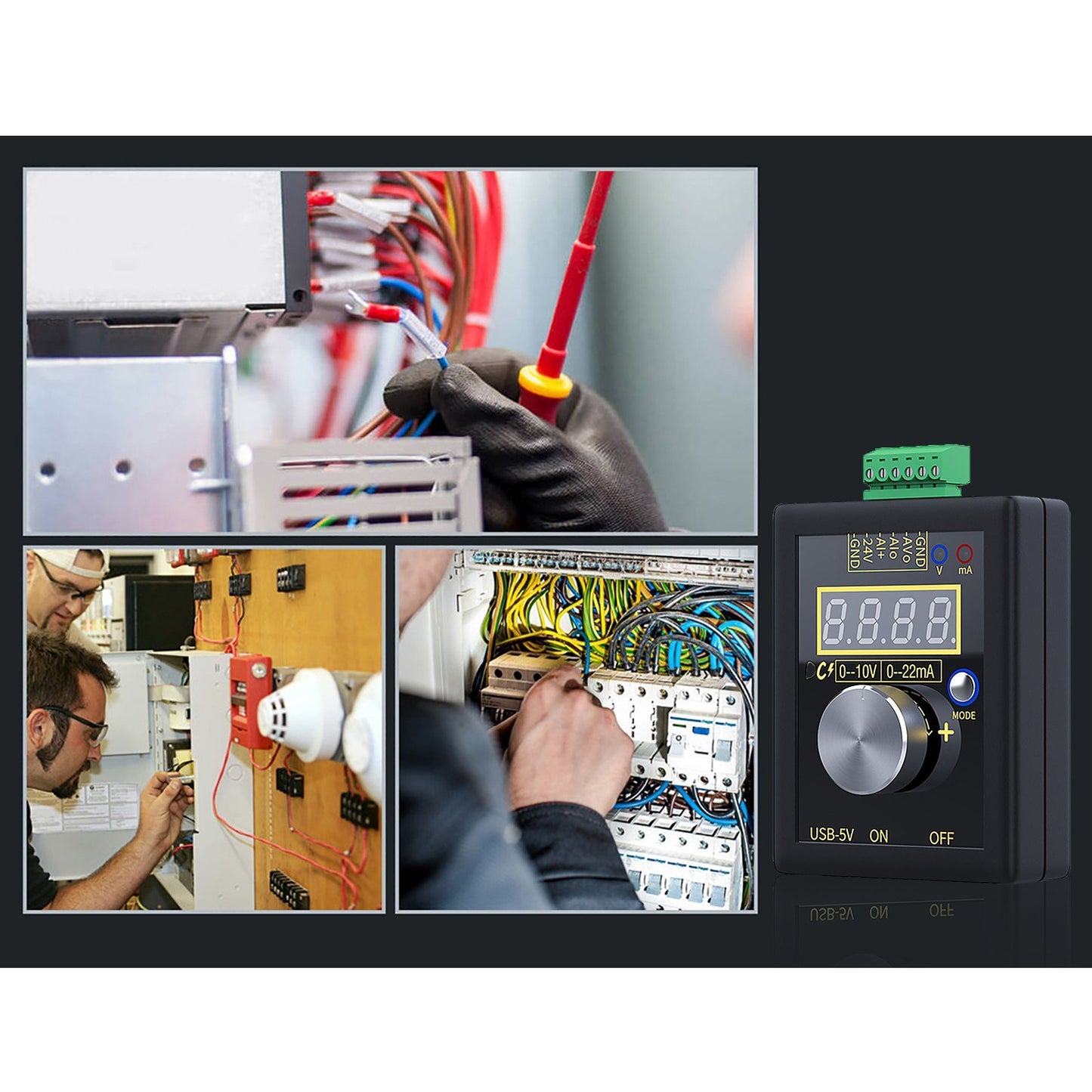 Adjustable Analog Signal Generator 0-12V 0-24mA, Multi-Power Supply, PLC Panel & LED Testing with Data Storage
