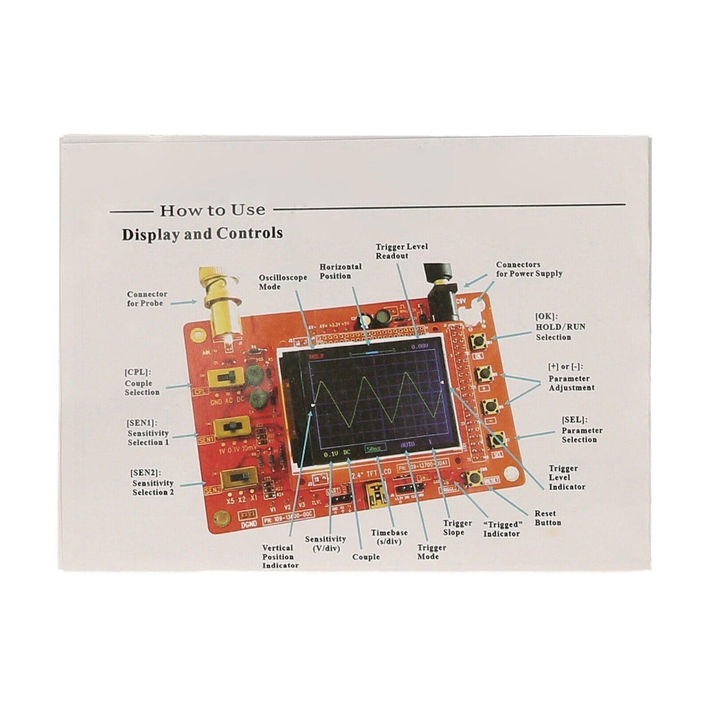 2.4 TFT Handheld Digital Oscilloscope Kit - Pocket-Size, Fully Assembled with Protective Case & Probe for Electronic Learning