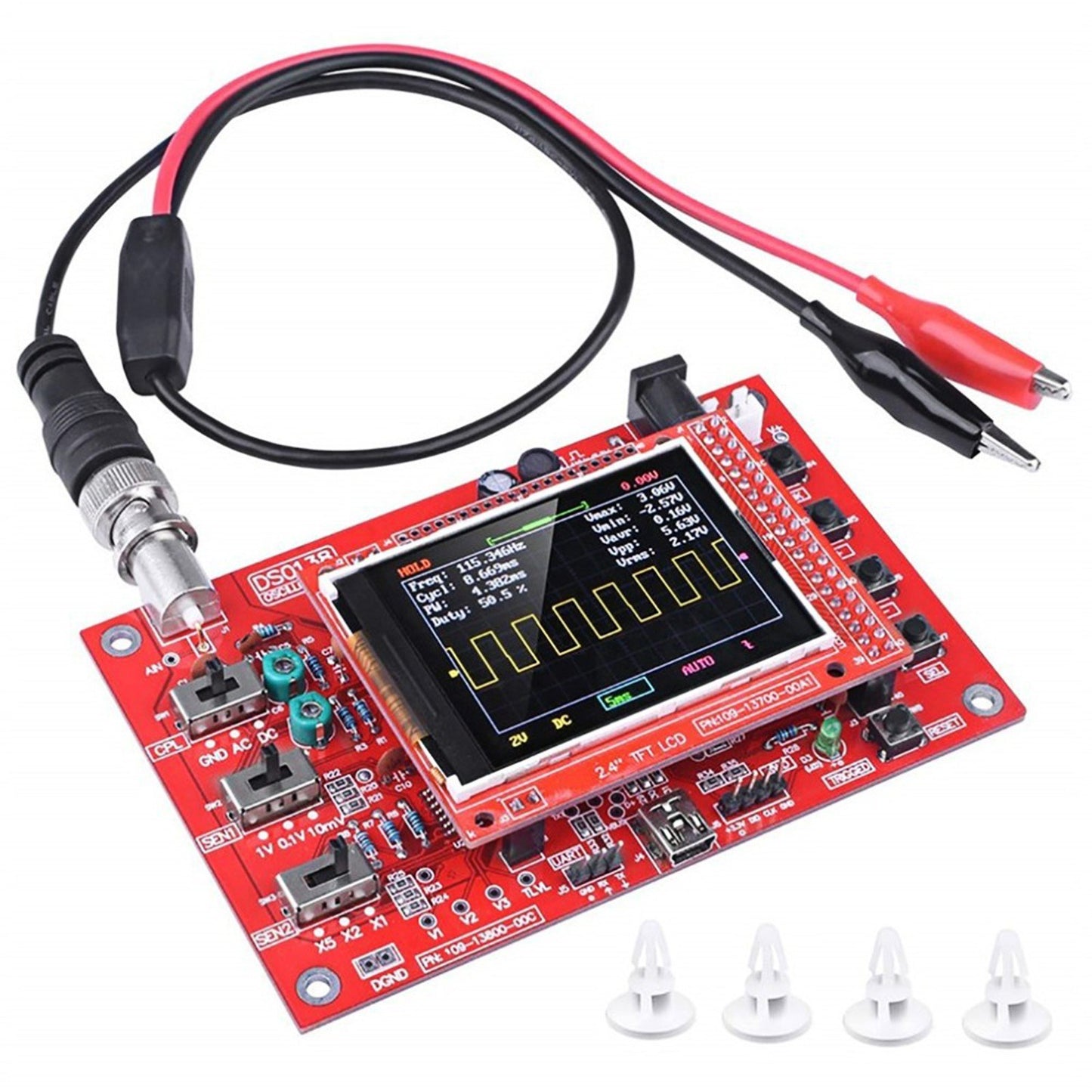 2.4 TFT Handheld Digital Oscilloscope Kit - Pocket-Size, Fully Assembled with Protective Case & Probe for Electronic Learning