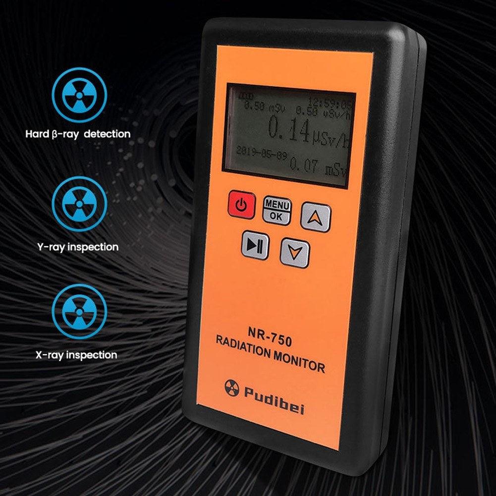 NR-750 Portable Nuclear Radiation Detector with LCD Display, Geiger Counter for β, γ, X-ray Detection, Triple Alarm