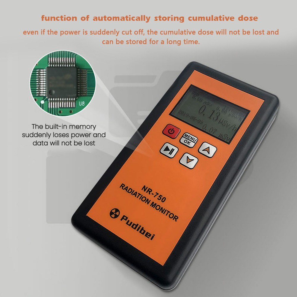 NR-750 Portable Nuclear Radiation Detector with LCD Display, Geiger Counter for β, γ, X-ray Detection, Triple Alarm