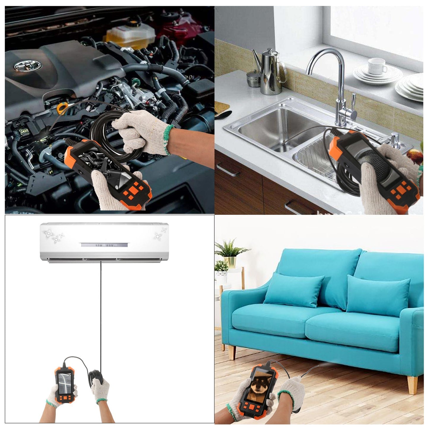 4.3 Inch 1080P Industrial Endoscope - 5.5mm Lens, Semi-Rigid Cable, IP67 Waterproof, LED Light, TF Card Slot - Ideal for Auto Repair & Pipeline Inspection