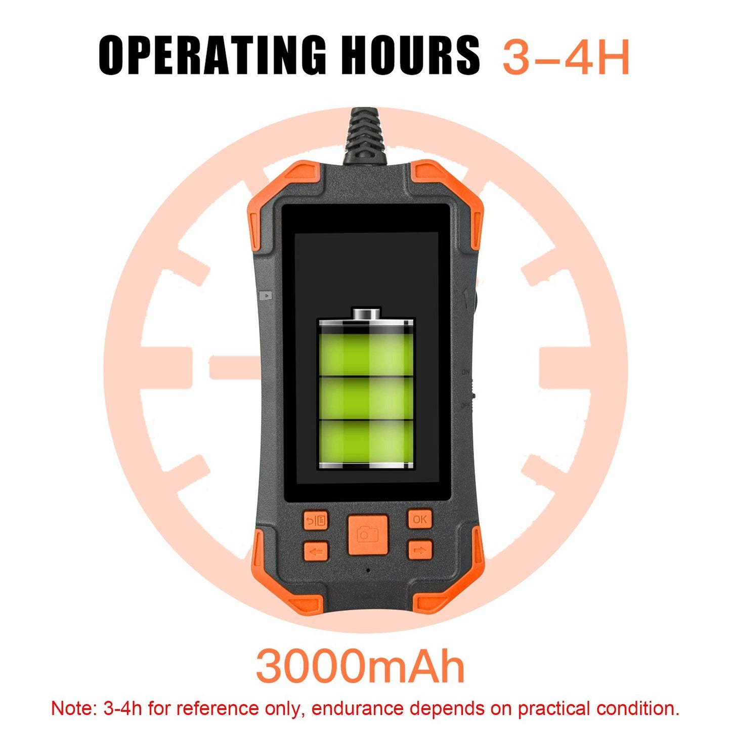 4.3 Inch 1080P Industrial Endoscope - 5.5mm Lens, Semi-Rigid Cable, IP67 Waterproof, LED Light, TF Card Slot - Ideal for Auto Repair & Pipeline Inspection