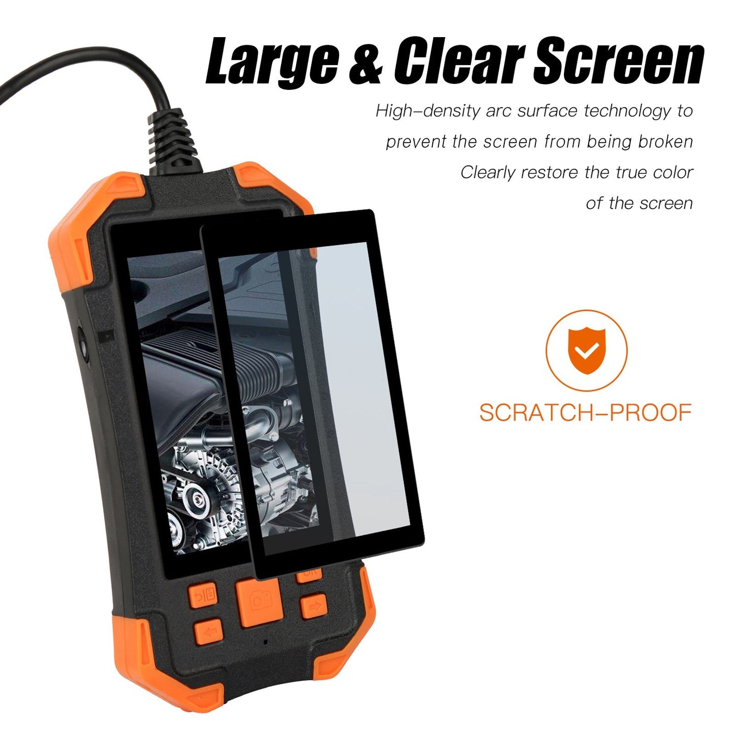4.3 Inch 1080P Industrial Endoscope - 5.5mm Lens, Semi-Rigid Cable, IP67 Waterproof, LED Light, TF Card Slot - Ideal for Auto Repair & Pipeline Inspection